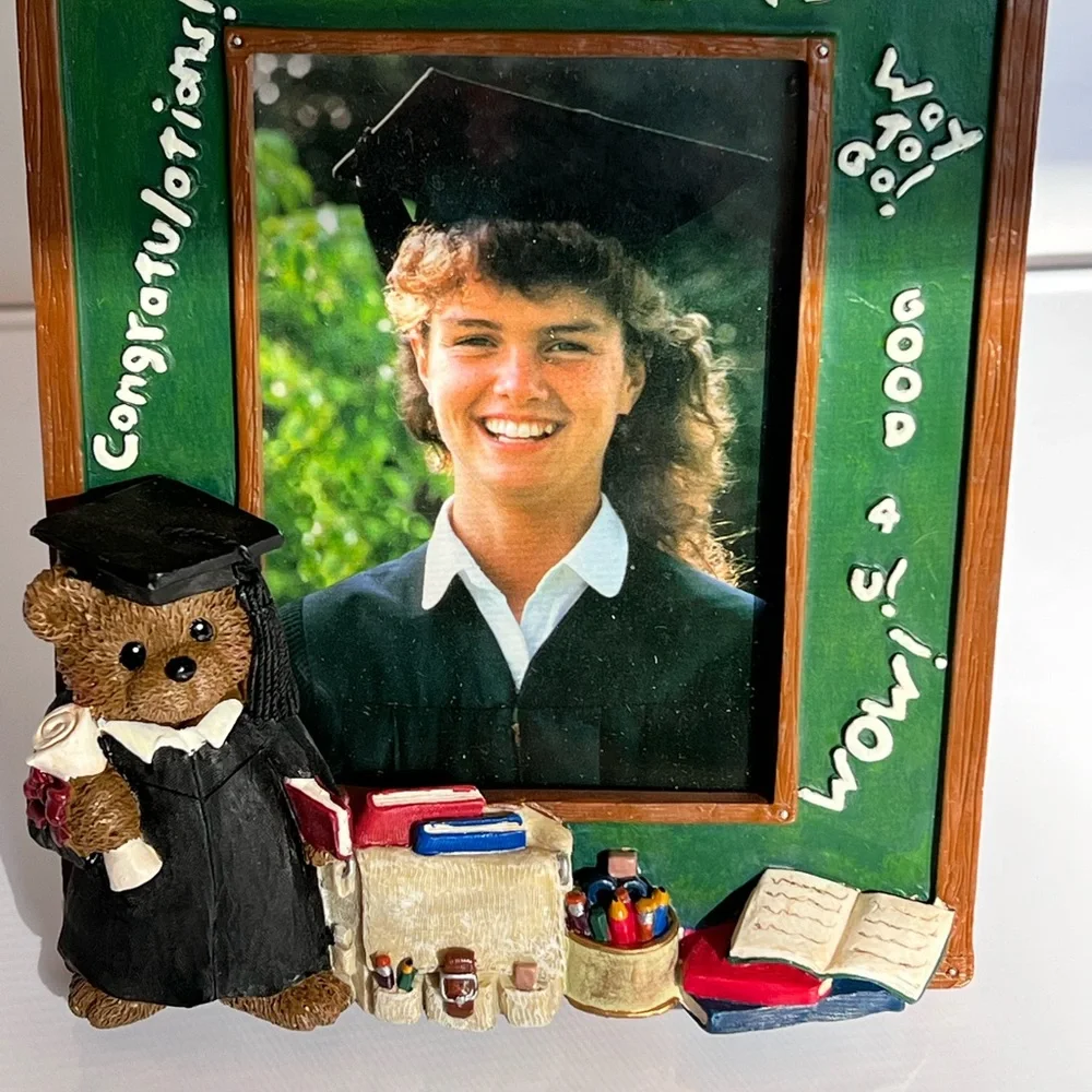 Cute Graduation Picture Frame with Bear Wearing Graduation Gown. New.
